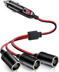 Car Cigarette Lighter Splitter, 12V Splitter,1 to 3 Socket,12V 24V Plug Adapter
