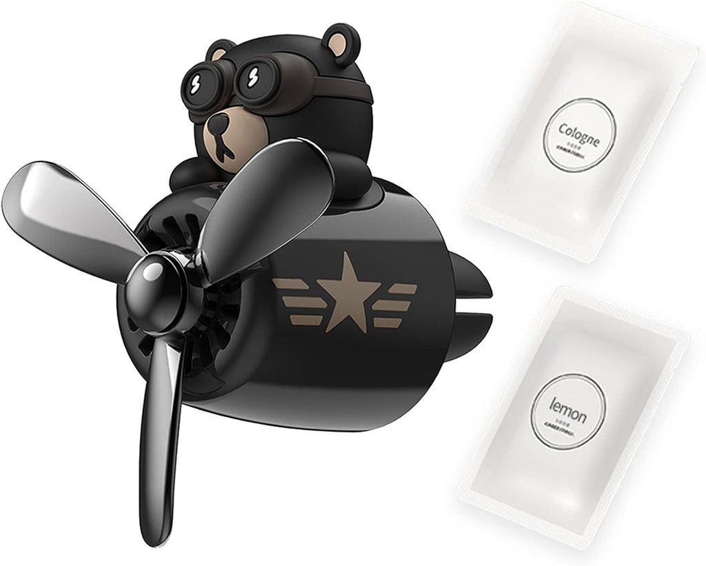 Car Air Fresheners Pilot Bear Cute Car Diffuser Rotating Propeller Cartoon Automotive Air Outlet Car Perfume Decoration (Pilot Bear)