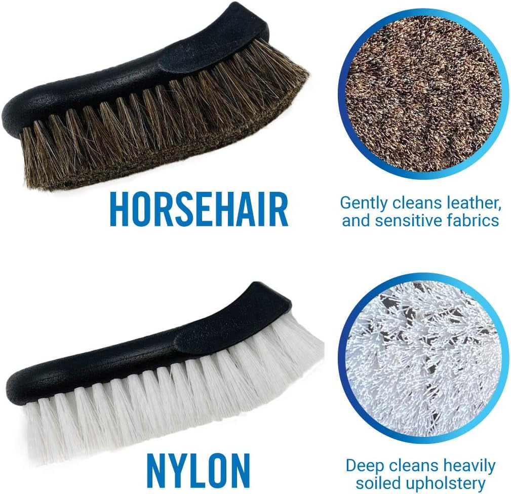 Upholstery Brush Set, Carpet and Car Cleaning Brushes, Horsehair Detailing