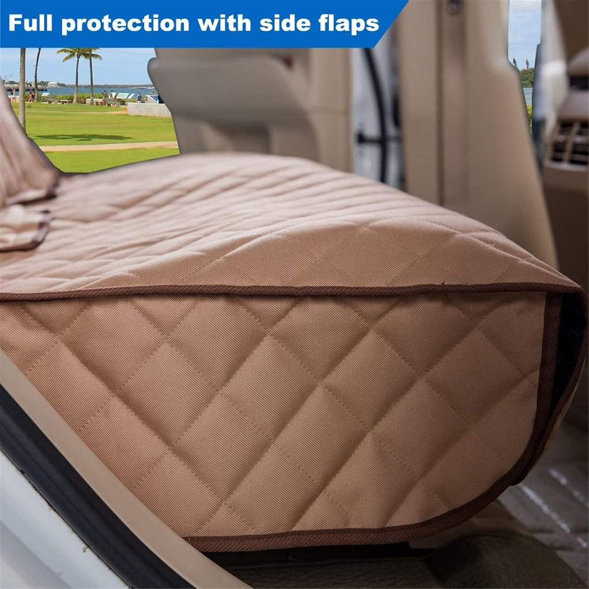 Bench Car Seat Cover Protector, Waterproof Heavy-Duty, Tan