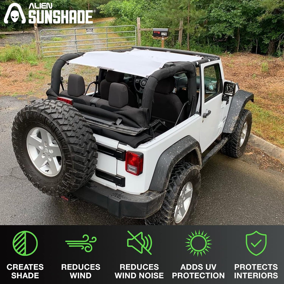 Jeep Wrangler JK 2 Door 2007-2018 Full Length Mesh Sun Shade