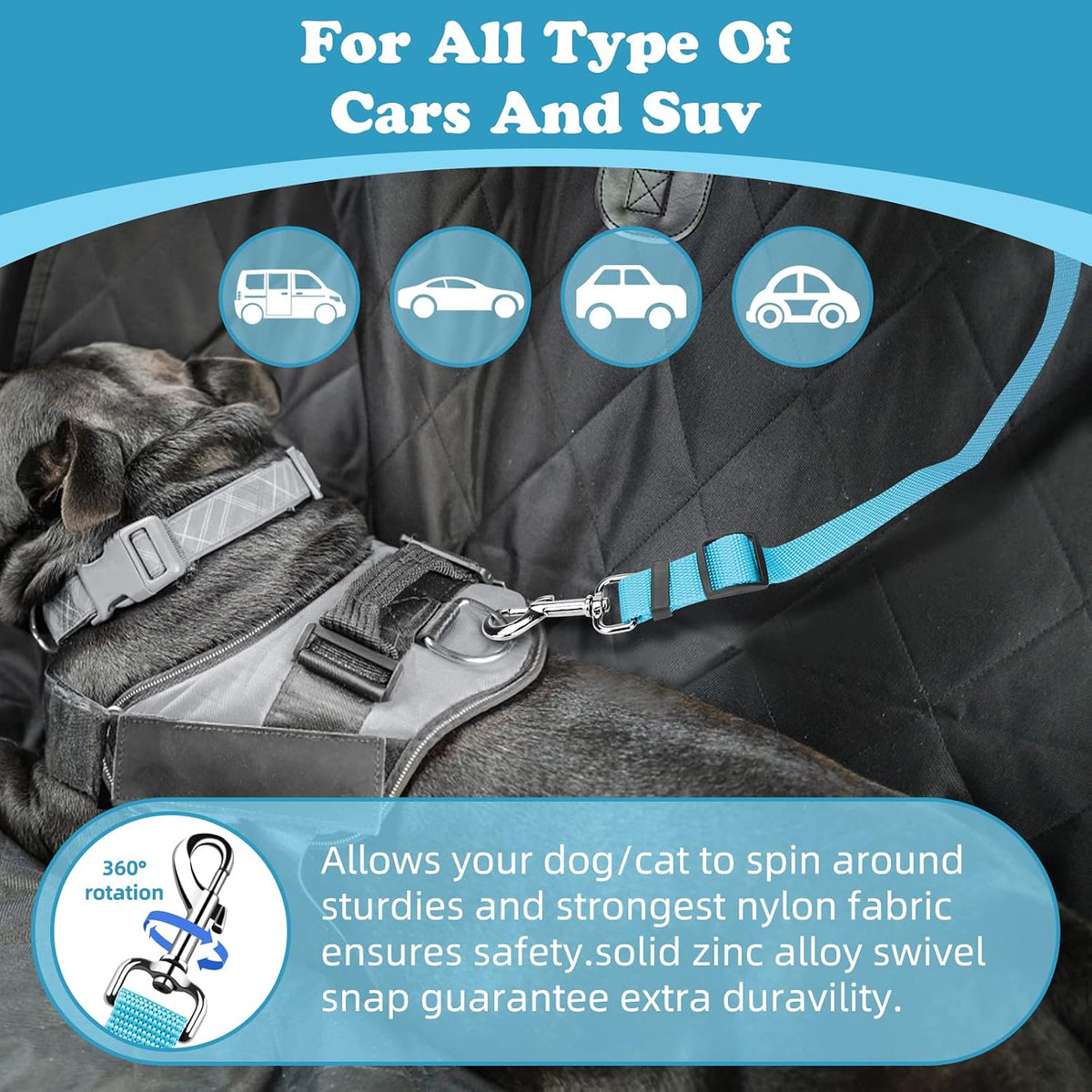 2 Pack Dog Seat Belt for Car, Headrest Restraint Nylon Safety Straps