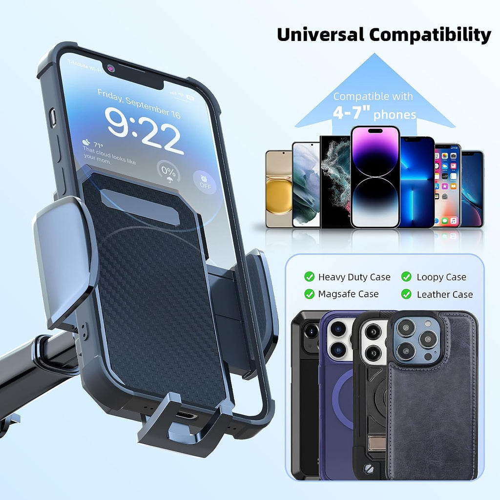 Phone Mount for Car, [ Off-Road Level Suction Cup Protection ] 3In1 Long Arm Suction Cup Holder Universal Cell Phone Holder Mount Dashboard Windshield Vent Compatible with All Smartphones
