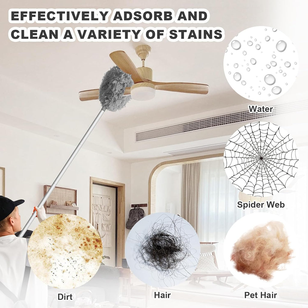 Ceiling Fan Cleaner Duster, Adjustable Microfiber Duster, Gray