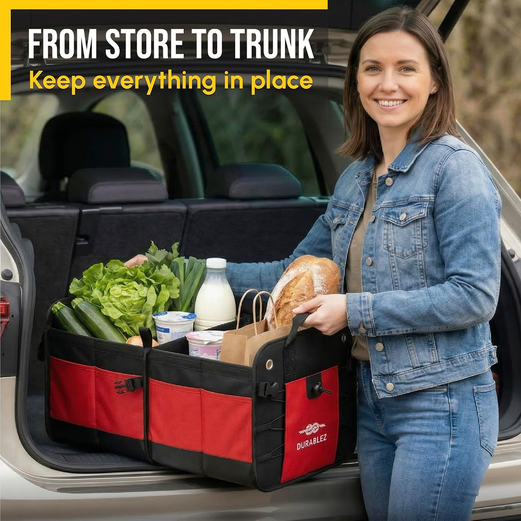 Car Trunk Organizer, Collapsible & Foldable, Red