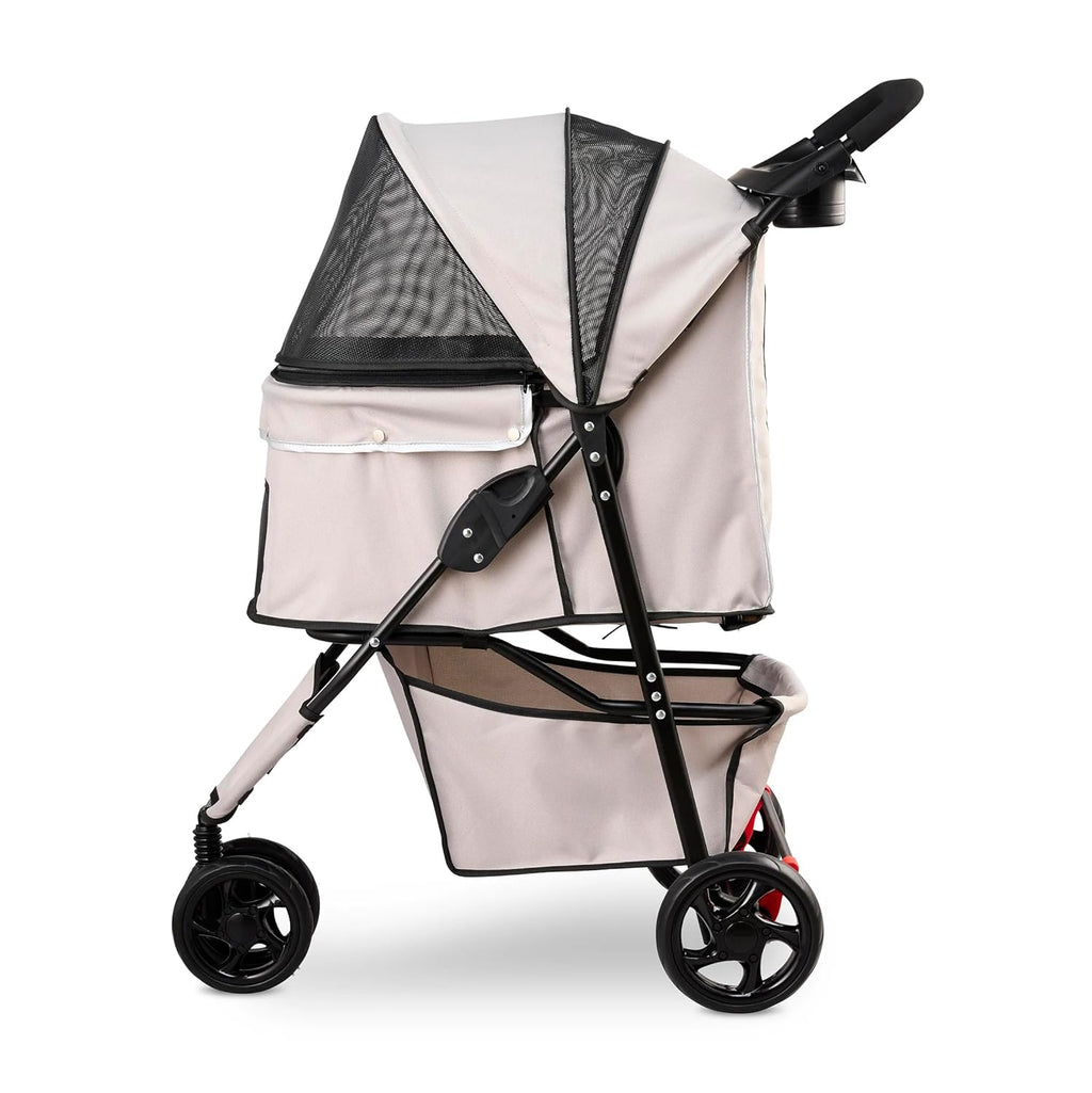 Stroller, Includes 360 Degree Front Wheel Swivel, Rear Wheel Breaks, Reflective Trim, Mesh Panels, Umbrella and Mesh Canopy, Khaki