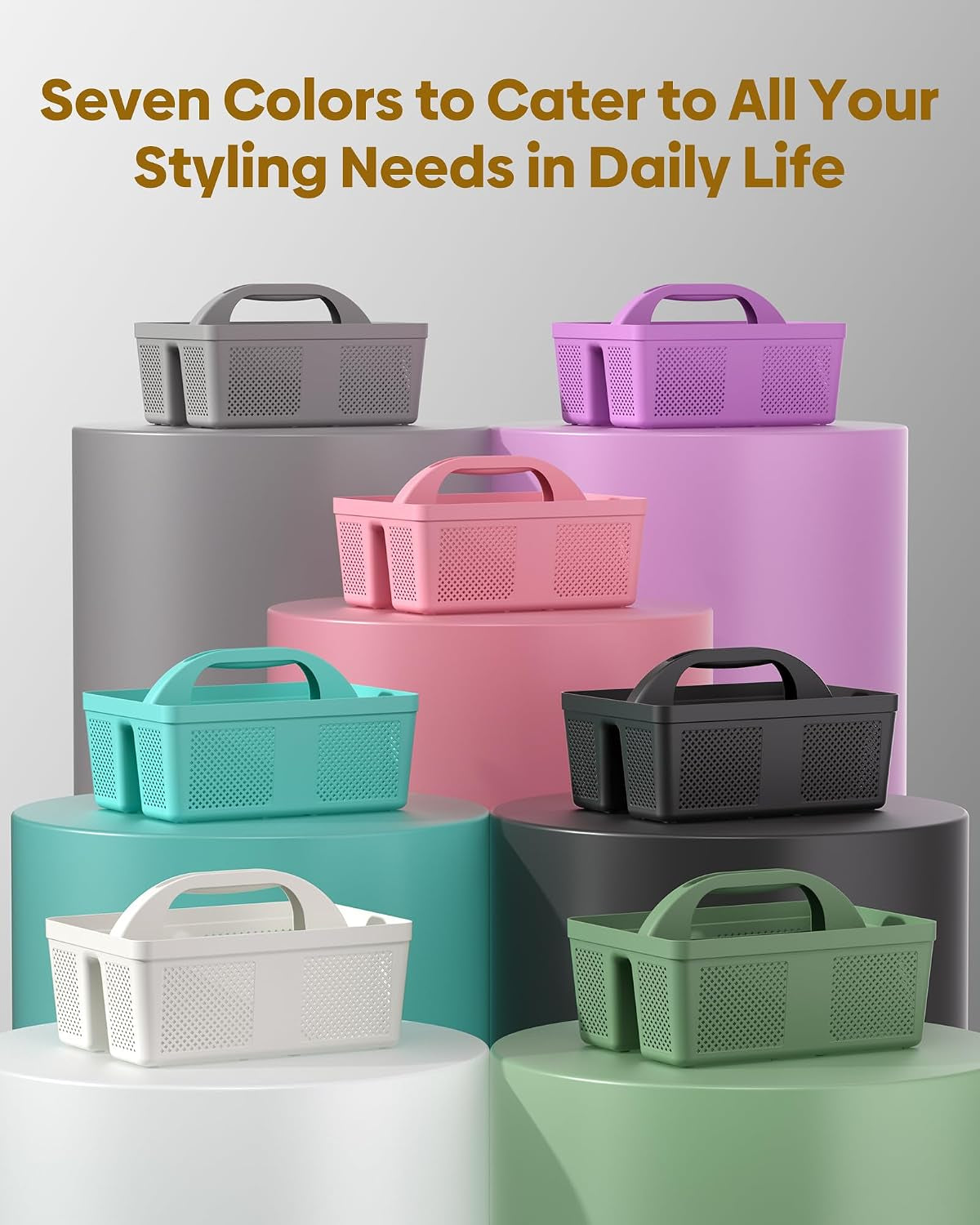 Portable Shower Caddy with Handle - 4 PCS, Bpa-Free, Black
