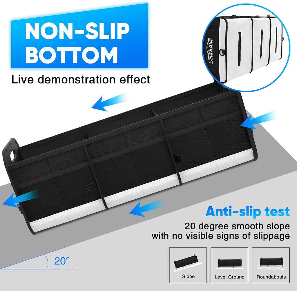 Large Car Trunk Organizer - with 5 Compartments Trunk Organizers and Storage SUV, Reinforced Handle, Securing Straps, Trunk Organizer Available for Car, SUV, Truck, Minivan