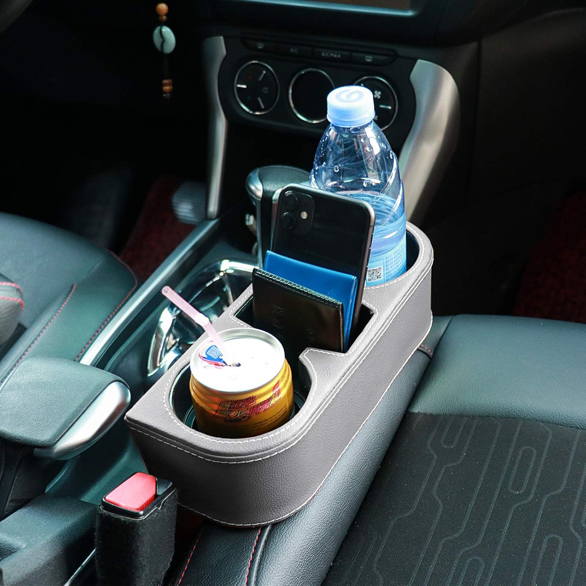 Car Seat Gap Filler Organizer with Cup Holder, Gray
