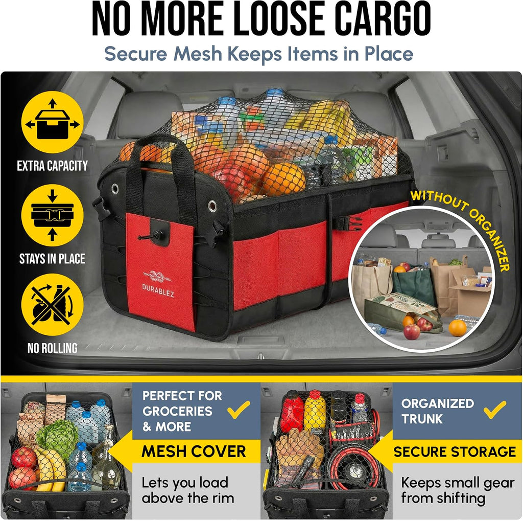 Car Trunk Organizer, Collapsible & Foldable, Red