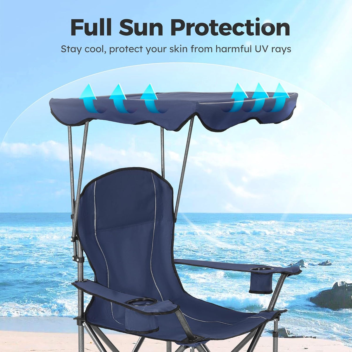Heavy Duty Canopy Camping Chairs with Adjustable Sunshade