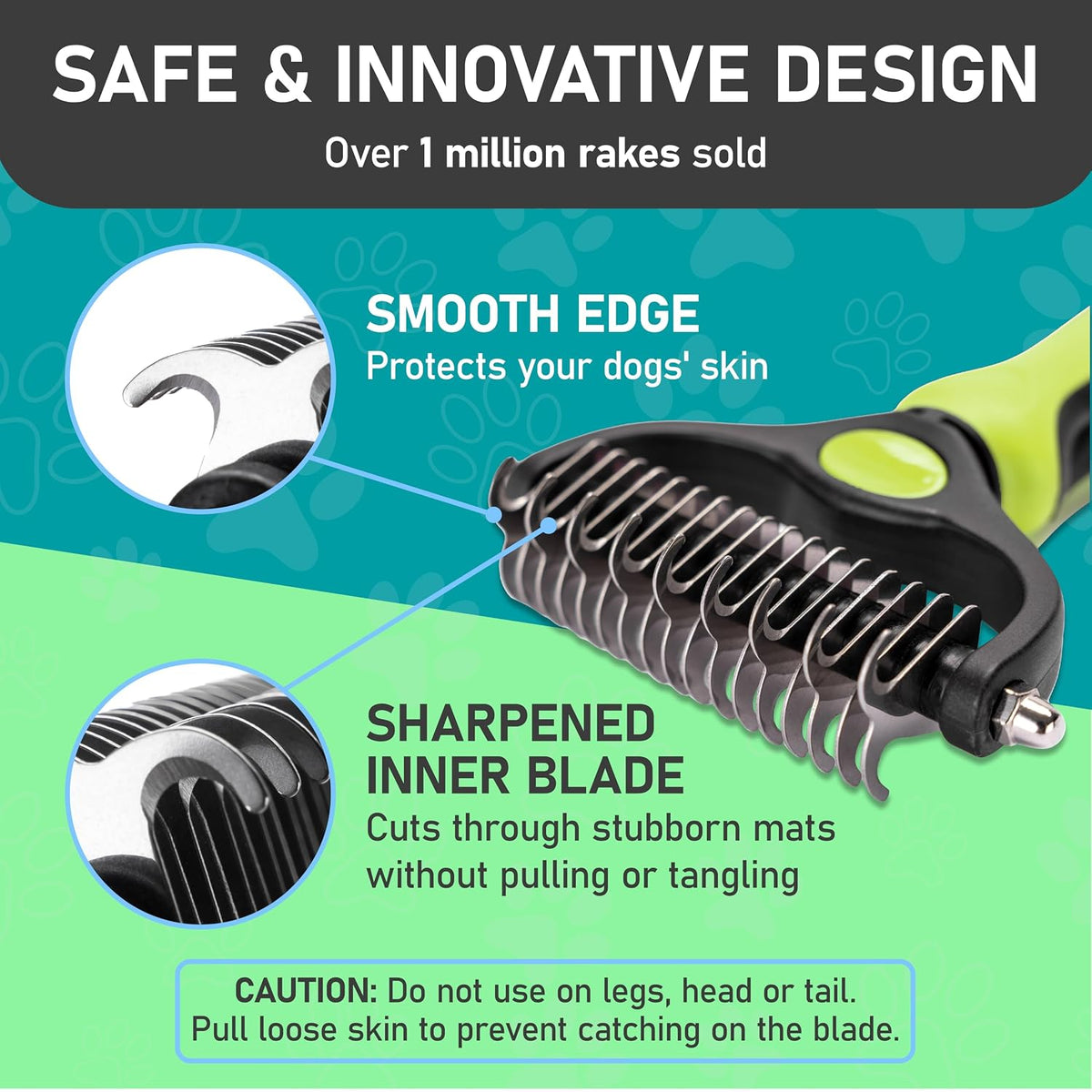 Pet Grooming Brush - Double Sided Shedding, Dematting Undercoat Rake for Dogs and Cats - Extra Wide Dog Grooming Brush - Yellow