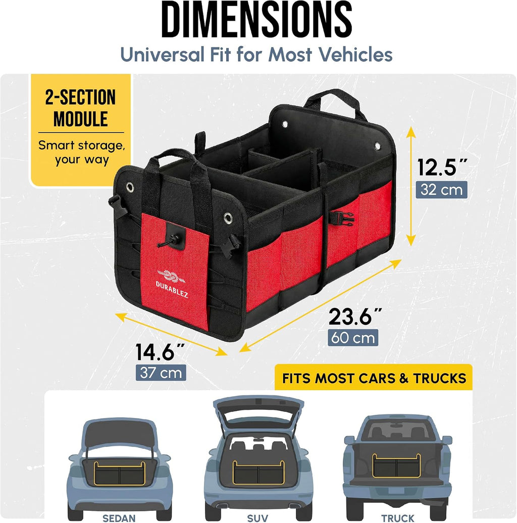 Car Trunk Organizer, Collapsible & Foldable, Red