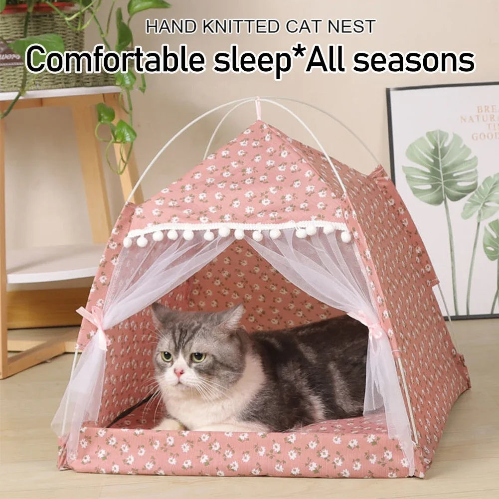 Foldable Pet Tent Bed House Cozy Products for Pet Accessories Nest Comfy Calming Cat Beds for Small Dogs Chihuahua Tent Hammock