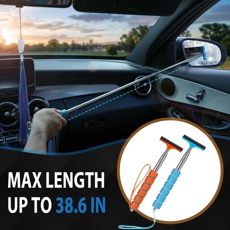 Side Mirror Squeegee, 2 PCS Car Mirror Squeegee, Retractable Car Rearview Mirror Wiper for All Vehicles, Universal Automotive Accessories