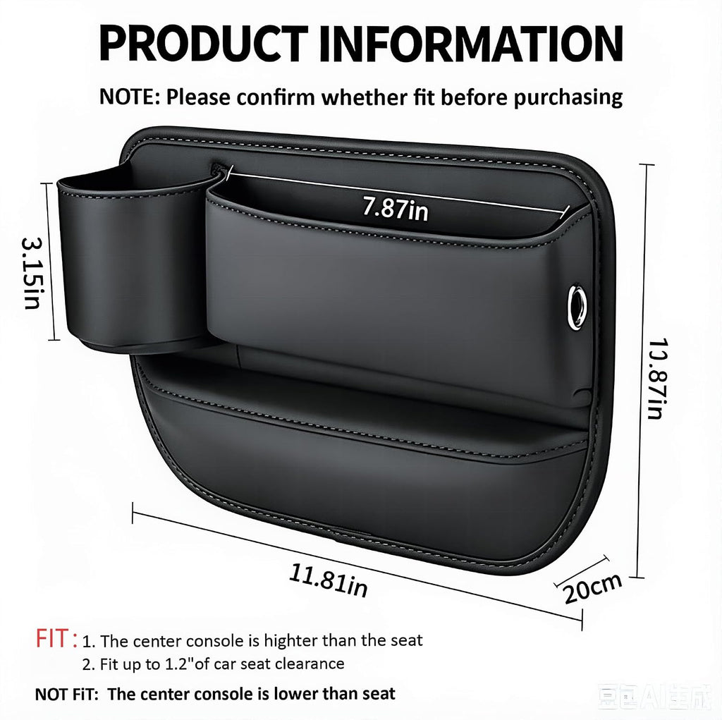 2 Pcs Leather Car Seat Gap Organizer Filler with Cup Holder