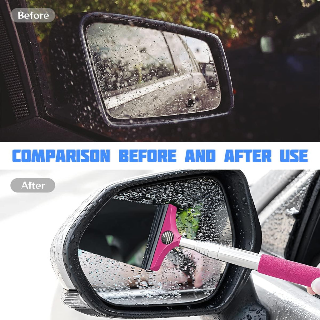 38.6 Inch Telescopic Mirror Squeegee, Black Flag on Pink