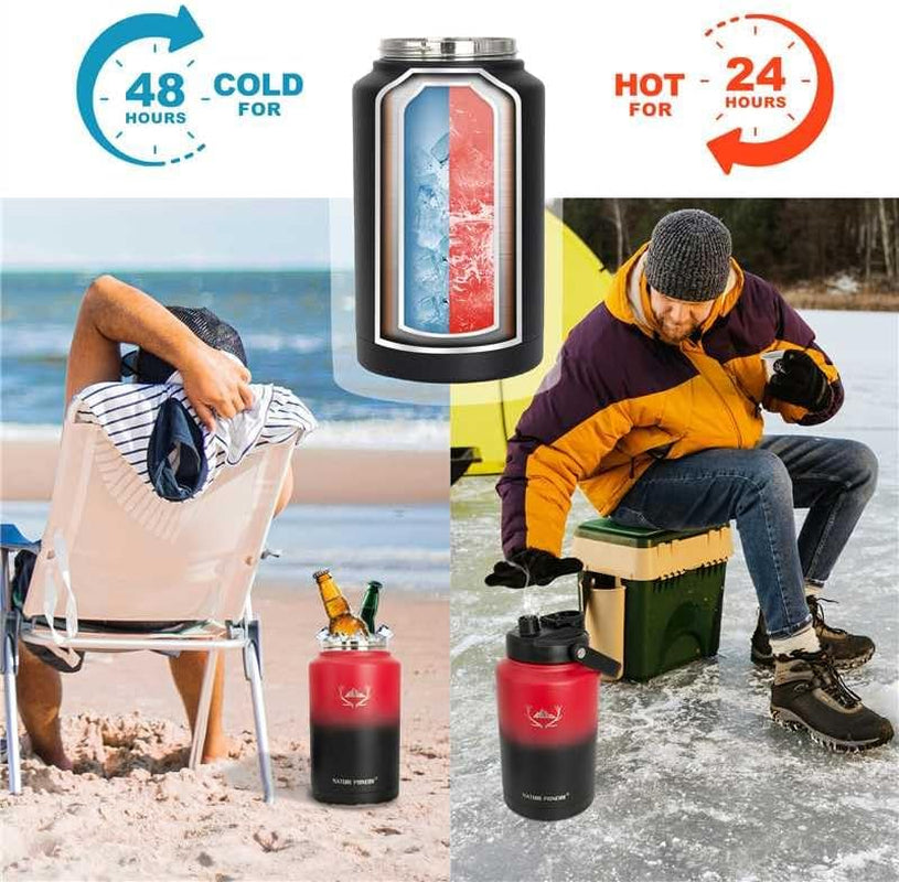1 Gallon (128Oz) Insulated Water Bottle Jug with Carrier Bag