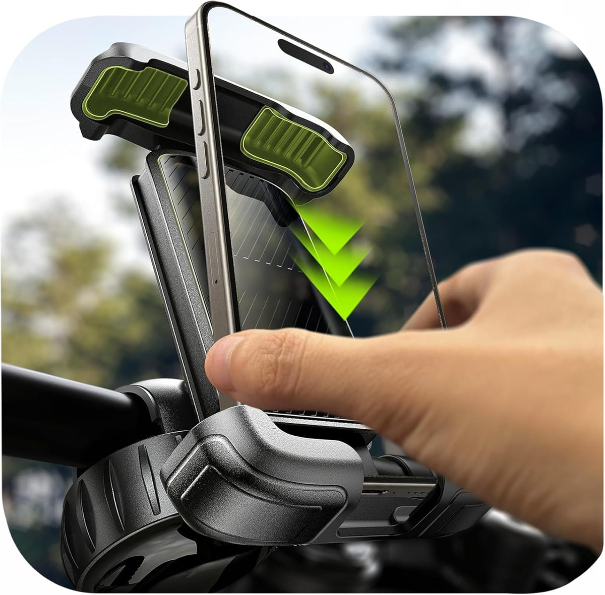 Bike Phone Holder, [Super Easy Install] Motorcycle Phone Mount Ebike Accessories Bicycle Handlebar Holder Mount Gifts for Adults Kids Men Mountain Mini Bike Scooter Gear Accessories, Black