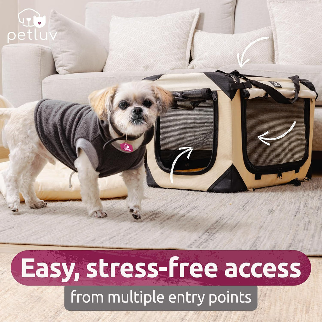 Cat & Dog Carrier, Fits Most Cats or Small Dog Comfortably, Medium, Tan