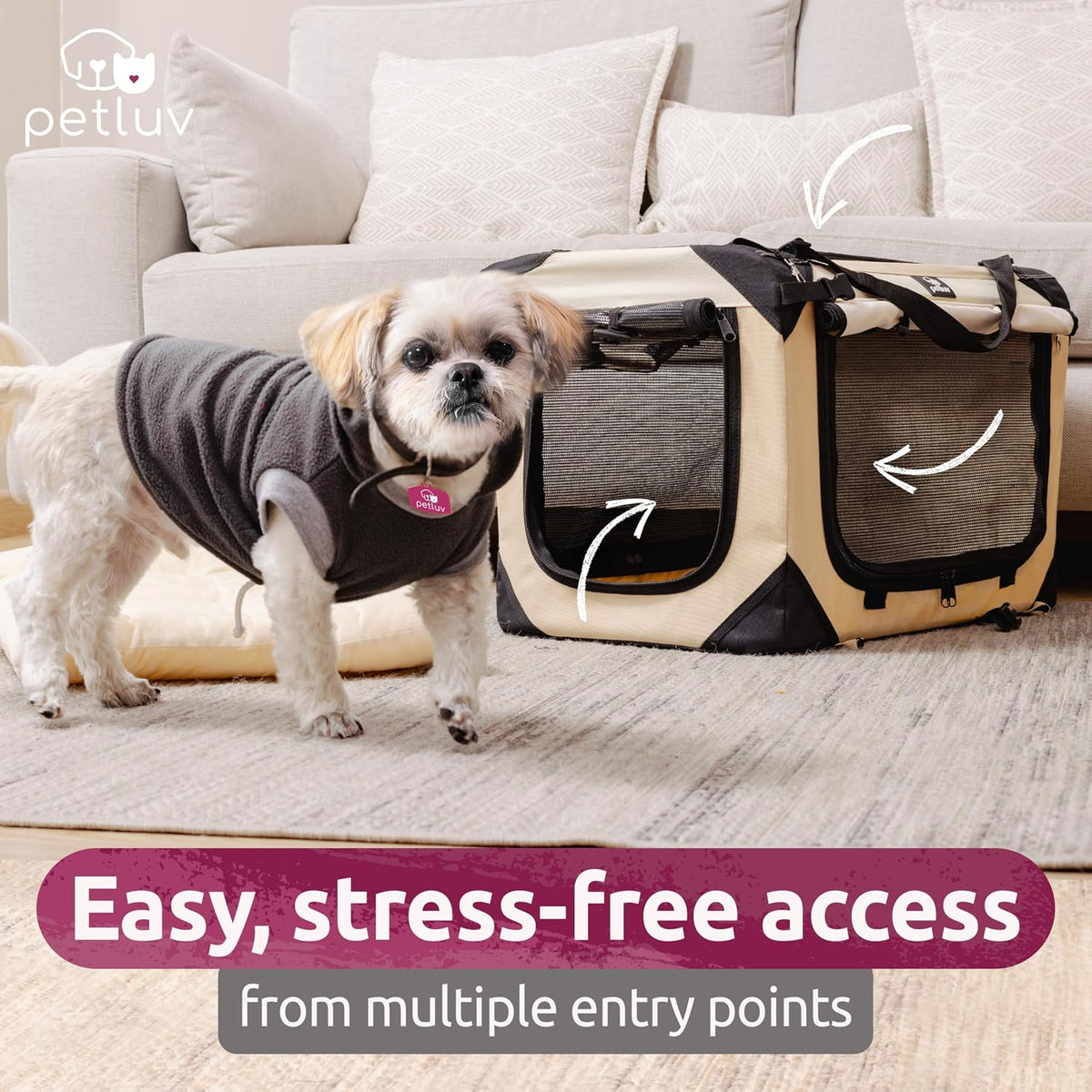 Cat & Dog Carrier, Fits Most Cats or Small Dog Comfortably, Medium, Tan