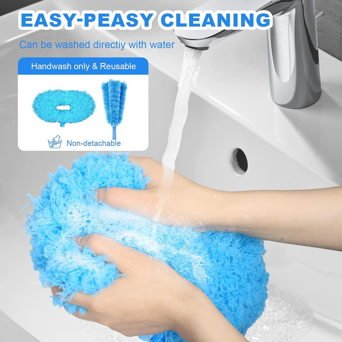 Ceiling Fan Cleaner Duster, Adjustable Microfiber Duster, 2 Dusters Blue