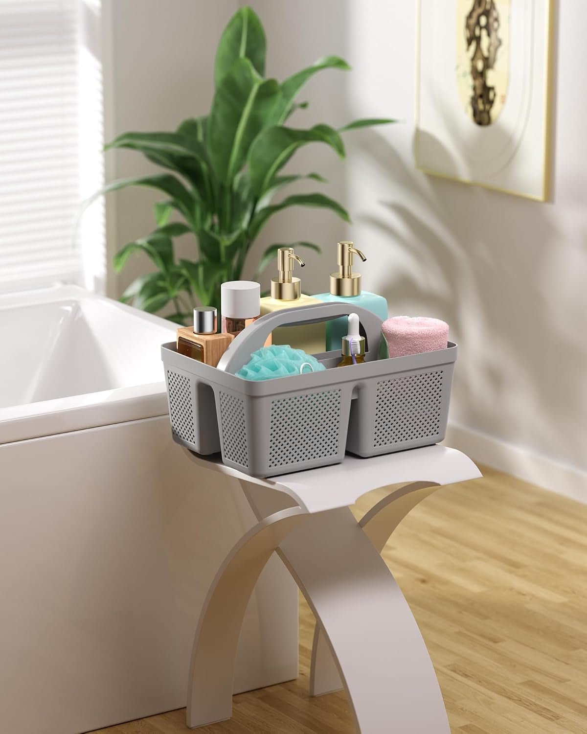 Portable Shower Caddy with Handle - 4 PCS, Bpa-Free, Black
