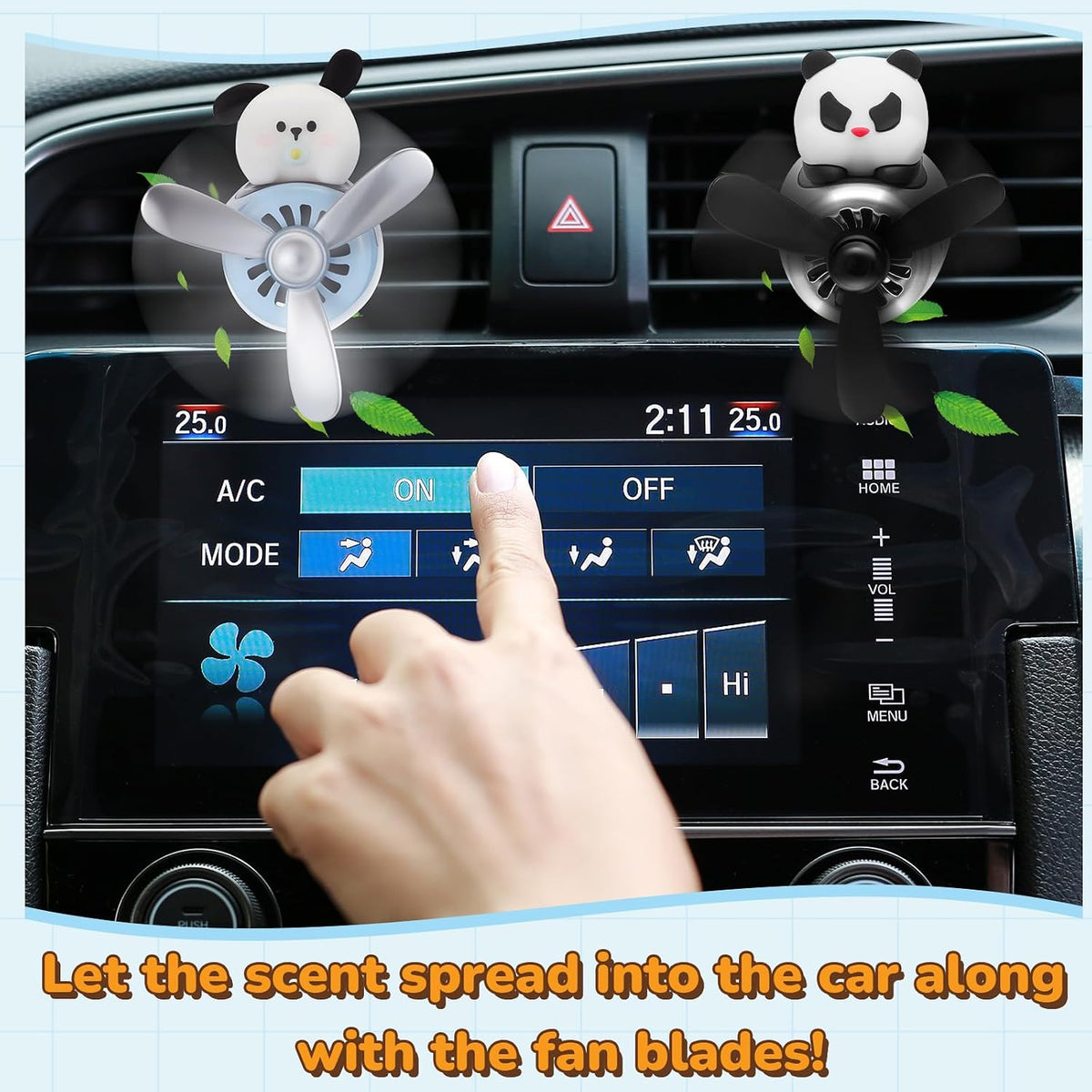 2 Pack Car Air Freshener Dog & Panda Vent Clip Diffuser