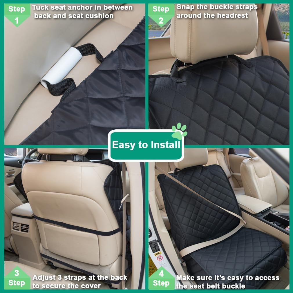 Waterproof Front Seat Cover Dog Car Seat Covers Nonslip and Full Protection with Side Flaps Fits Most Cars, Trucks, Suvs(Black, 2Pack)