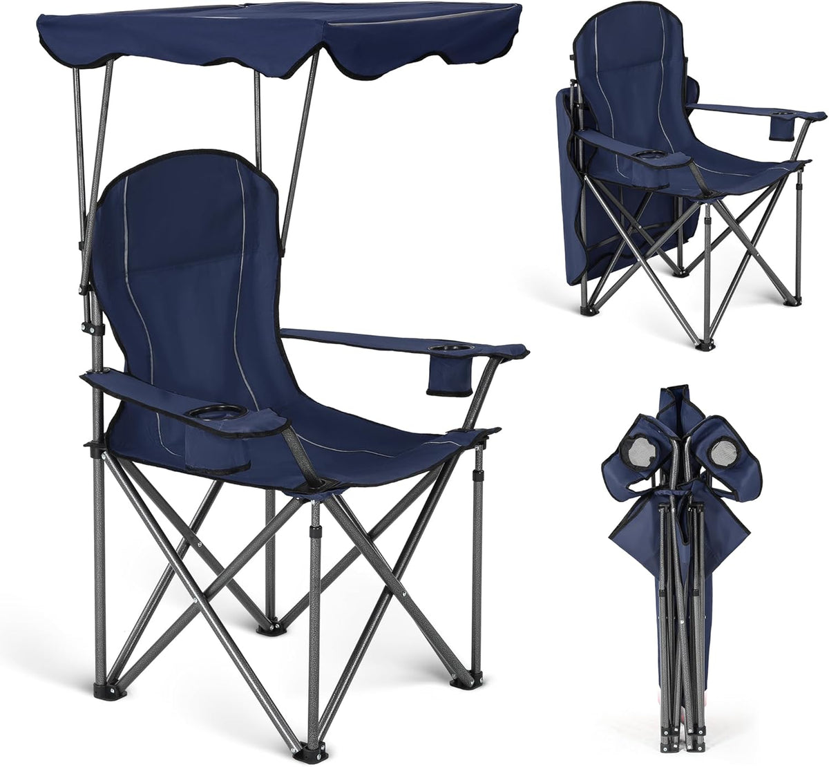 Heavy Duty Canopy Camping Chairs with Adjustable Sunshade