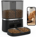 Automatic Cat Feeder with Camera, Automatic Dog Feeder Dry Food, 8L Dual Hopper Auto Cat Food Dispenser, 1080P HD Video with Night Vision/2-Way Audio/App, 5G Wifi Pet Feeder with Low Food Tray-Black
